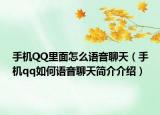手机QQ里面怎么语音聊天（手机qq如何语音聊天简介介绍）