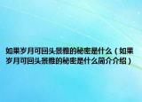 如果岁月可回头景雅的秘密是什么（如果岁月可回头景雅的秘密是什么简介介绍）