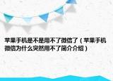 苹果手机是不是用不了微信了（苹果手机微信为什么突然用不了简介介绍）
