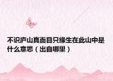 不识庐山真面目只缘生在此山中是什么意思（出自哪里）