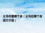 义乌市是哪个省（义乌在哪个省简介介绍）