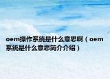 oem操作系统是什么意思啊（oem系统是什么意思简介介绍）