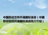 中国移动怎样开通国际漫游（中国移动如何开通国际漫游简介介绍）