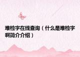 难检字在线查询（什么是难检字啊简介介绍）