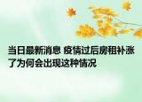当日最新消息 疫情过后房租补涨了为何会出现这种情况