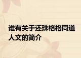 谁有关于还珠格格同道人文的简介