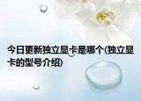 今日更新独立显卡是哪个(独立显卡的型号介绍)