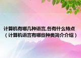 计算机有哪几种语言,各有什么特点（计算机语言有哪些种类简介介绍）