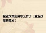 盐业改革到底怎么样了（盐业改革的意义）