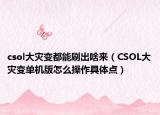 csol大灾变都能刷出啥来（CSOL大灾变单机版怎么操作具体点）
