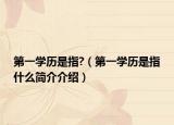 第一学历是指?（第一学历是指什么简介介绍）