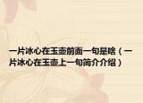 一片冰心在玉壶前面一句是啥（一片冰心在玉壶上一句简介介绍）