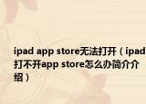 ipad app store无法打开（ipad打不开app store怎么办简介介绍）