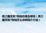 真三国无双7存档目录在哪里（真三国无双7存档怎么存啊简介介绍）