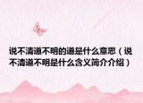 说不清道不明的道是什么意思（说不清道不明是什么含义简介介绍）