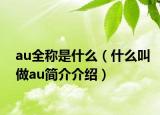 au全称是什么（什么叫做au简介介绍）