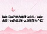 精益求精的益表示什么意思（精益求精中的的益是什么意思简介介绍）