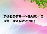 导诊和导医是一个概念吗?（导诊是干什么的简介介绍）