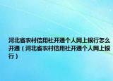 河北省农村信用社开通个人网上银行怎么开通（河北省农村信用社开通个人网上银行）