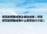 项目的预期成果及最终成果（项目研究的预期成果什么意思简介介绍）