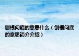 刨根问底的意思什么（刨根问底的意思简介介绍）