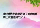 dnf暗枪士武器选择（dnf黑暗骑士武器选择\