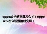 oppoa9抬起亮屏怎么关（oppo a9x怎么设置抬起亮屏）