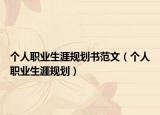 个人职业生涯规划书范文（个人职业生涯规划）