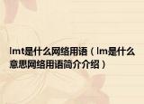 lmt是什么网络用语（lm是什么意思网络用语简介介绍）