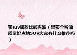 买suv哪款比较省油（想买个省油质量好点的SUV大家有什么推荐吗）