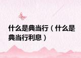 什么是典当行（什么是典当行利息）
