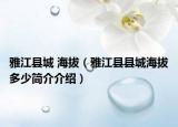雅江县城 海拔（雅江县县城海拔多少简介介绍）