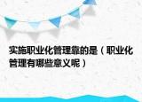 实施职业化管理靠的是（职业化管理有哪些意义呢）