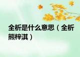 全析是什么意思（全析熊梓淇）