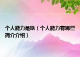 个人能力是啥（个人能力有哪些简介介绍）