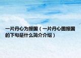 一片丹心为报国（一片丹心图报国的下句是什么简介介绍）