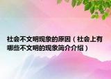 社会不文明现象的原因（社会上有哪些不文明的现象简介介绍）