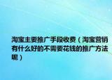 淘宝主要推广手段收费（淘宝营销有什么好的不需要花钱的推广方法呢）
