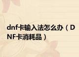 dnf卡输入法怎么办（DNF卡消耗品）