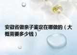 安徽省做亲子鉴定在哪做的（大概需要多少钱）