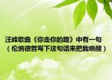 汪峰歌曲《你走你的路》中有一句（伦纳德曾写下这句话来把我唤醒）