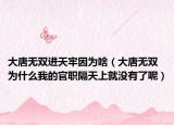 大唐无双进天牢因为啥（大唐无双为什么我的官职隔天上就没有了呢）