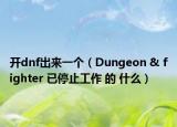 开dnf出来一个（Dungeon & fighter 已停止工作 的 什么）