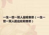 一生一世一双人是啥意思（一生一世一双人的出处和意思）