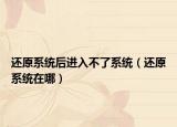还原系统后进入不了系统（还原系统在哪）