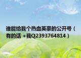 谁能给我个热血英豪的公开号（有的话 +我Q2393764814）