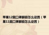 苹果12戴口罩解锁怎么设置（苹果11戴口罩解锁怎么设置）