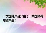 一大国隆产品介绍（一大国隆有哪些产品）