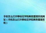 手机怎么打开攀枝花学院教务管理系统网址（手机怎么打开攀枝花学院教务管理系统）