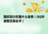 期权和行权是什么意思（QQ华夏取氏族名字）